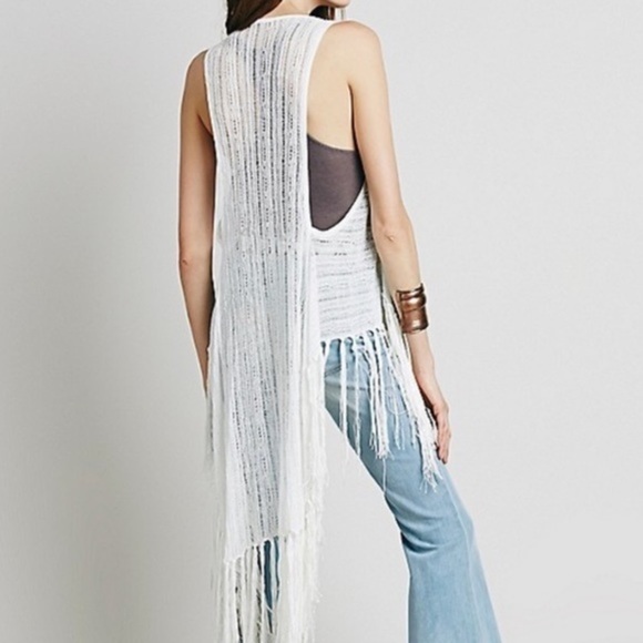 Free People Smokey Fringe Boho Festival Vest Cardigan NWT - Picture 4 of 8